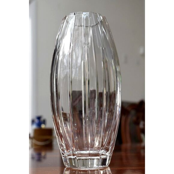 Vintage Spiegelau German Crystal Vase Vertical Panel Cut Lead Crystal Ovoid - Picture 3 of 6